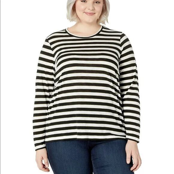 Michael Kors Blue White Evergreen Striped Long Sleeve Shirt OX / Large shirt top - Picture 1 of 5